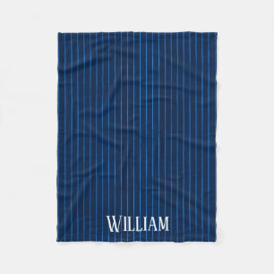 Personalisierte blaue Nadelstreifen Fleecedecke