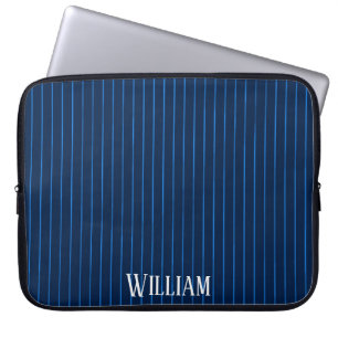 Personalisierte blaue Nadelstreifen Laptopschutzhülle