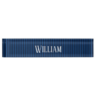 Personalisierte blaue Nadelstreifen Namensplakette