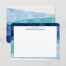 Personalisierte Blaue Ozean-Aquarell-Flat