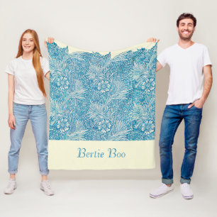 Personalisierte Blaue Samtblume im Vintage-Muster Fleecedecke