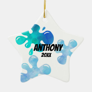 Personalisierte blaue Schlamm-Weihnachtsverzierung Keramik Ornament