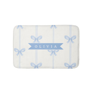 Personalisierte Blaue Schleife Coquette Name Ästhe Badematte