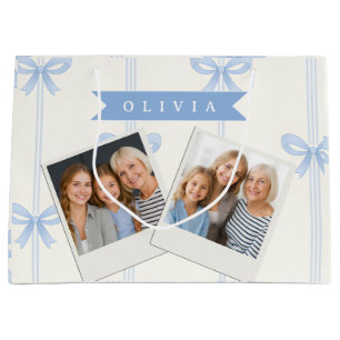 Personalisierte Blaue Schleife Coquette Name Ästhe Große Geschenktüte