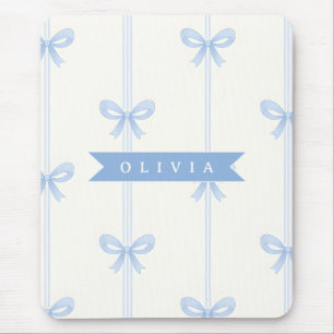 Personalisierte Blaue Schleife Coquette Name Ästhe Mousepad