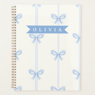Personalisierte Blaue Schleife Coquette Name Ästhe Planer
