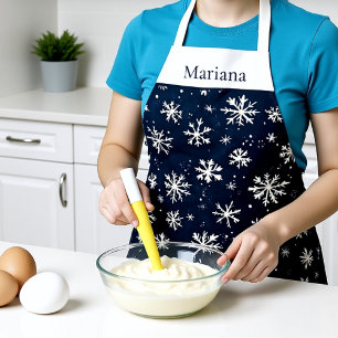 Personalisierte Blaue Schneeflocke Weihnachten Schürze
