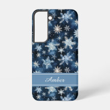 Personalisierte blaue Schneeflocken-Handyhülle
