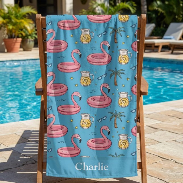 Personalisierte blaue Sommer-Vibes Badehandtuch (Von Creator hochgeladen)