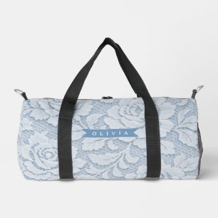 Personalisierte Blaue Spitze Floral Elegant Romant Duffle Bag
