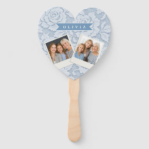 Personalisierte Blaue Spitze Florale Elegante Roma Fächer