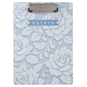 Personalisierte Blaue Spitze Florale Elegante Roma Klemmbrett