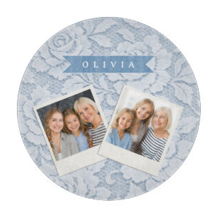 Personalisierte Blaue Spitze Florale Elegante Roma Schneidebrett