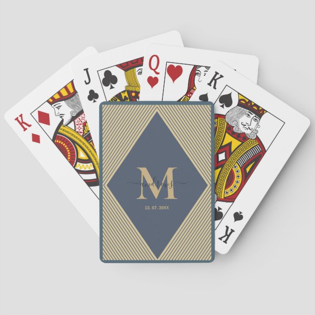 Personalisierte blaue Streifen Playing Cards Spielkarten (Rückseite)