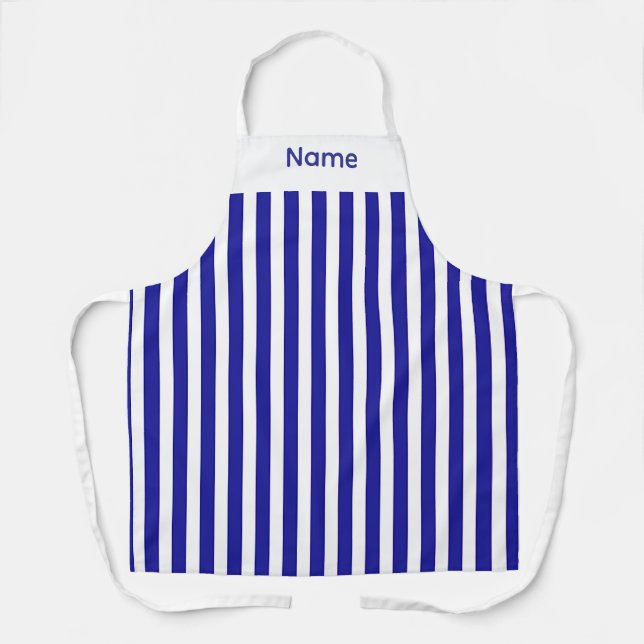 Personalisierte blaue Streifen Schürze (Vorderseite)