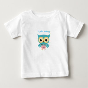 Personalisierte blaue Uhu Baby T-shirt