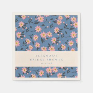 Personalisierte blaue und gelbe Blumen im Frühling Serviette