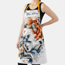 Personalisierte blaue und orange Koi-Fisch-Schürze