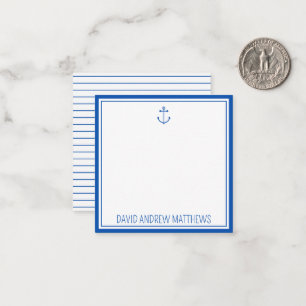 Personalisierte blaue und weiße Anker der Nautisch Mitteilungskarte