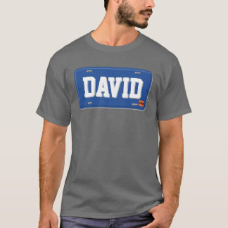 Personalisierte blaue und weiße Lizenz-Platte T-Shirt