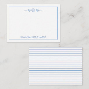 Personalisierte blaue und weiße Muscheln Mitteilungskarte