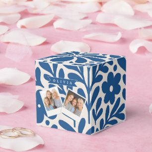 Personalisierte Blaue Volkstümliche Blumenmuster N Geschenkschachtel