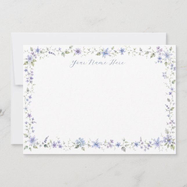 Personalisierte blaue Wildblumen-Karten Dankeskarte (Vorderseite)