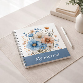 Personalisierte Blaue Wildblumen-Wasserfarbe Notizbuch