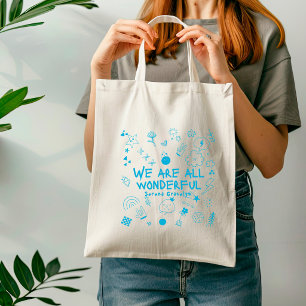 Personalisierte Blaue Wundervolle Doodle Coquette Tragetasche