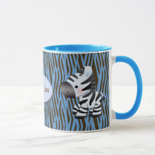 Personalisierte blaue Zebras u. Tier-Druck-Tasse Tasse