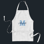 Personalisierte blauer Name Monogramm Schürze für<br><div class="desc">Schürze mit personalisierter Bezeichnung | Blau und Weiß. Elegante mit Monogramm GRILLEN / Küche Schürze für Männer, Frauen und Kinder. Stilvolle Schrift Typografie Anfangsbuchstaben. Angefeiltes Barbecue / Backen Schürze in khaki beige / Standard weiß und gelb. Lange und kurze Version. Machen Sie einen für Mama, Mutter, Ehefrau, Tante, Oma, Tochter,...</div>