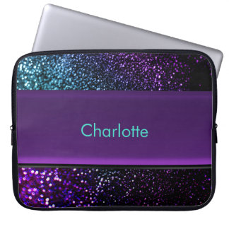 Personalisierte blaues Grün-lila Laptopschutzhülle