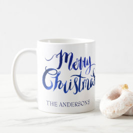 Personalisierte blaues und weißes WeihnachtsTasse Tasse