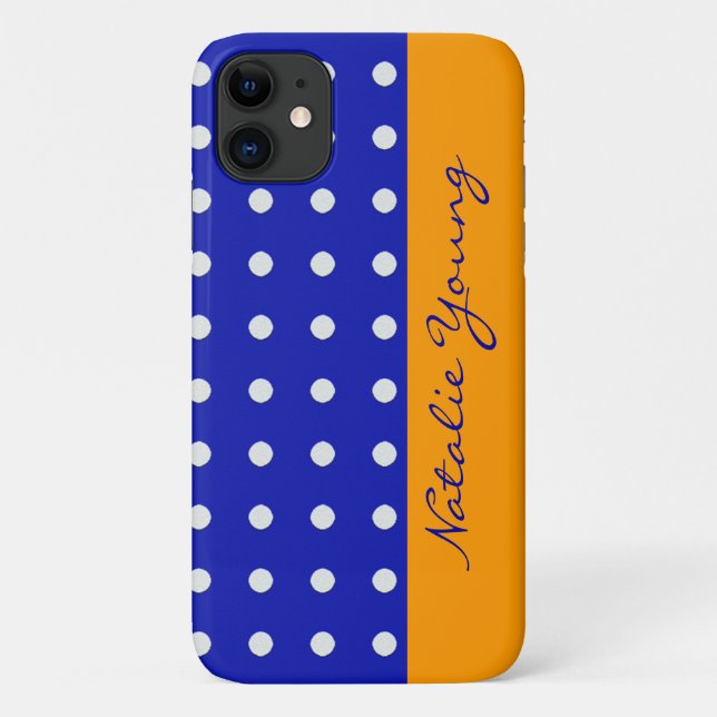 personalisierte blaugelbe Punkte Case-Mate iPhone Hülle (Rückseite)