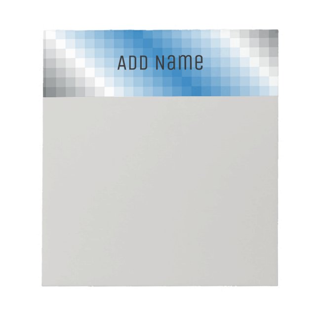 Personalisierte blaugraue Pixel Note Pad 5.5 x 6 Notizblock (Vorderseite)