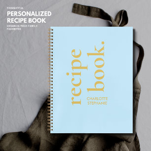 Personalisierte BlauTypografie Stilvolles Rezept B Notizbuch
