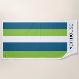 Personalisierte blauweiße grüne Streifen Strandtuch