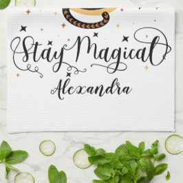 Personalisierte Bleibe Zauberkatze Geschirrtuch