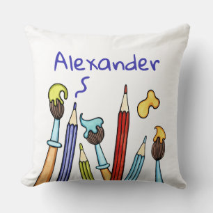 Personalisierte Bleistifte und Pinsel für Kinder Kissen