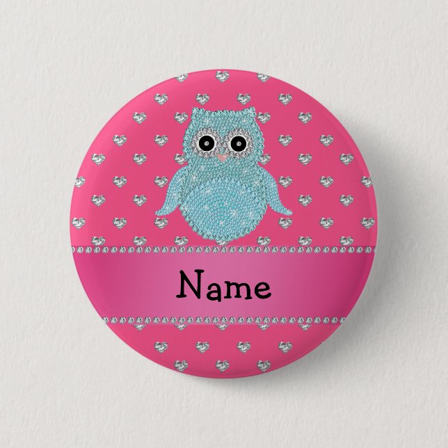 Personalisierte bling rosa Namensherzen der Button (Vorderseite)
