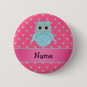 Personalisierte bling rosa Namensherzen der Button