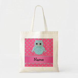 Personalisierte bling rosa Namensherzen der Tragetasche