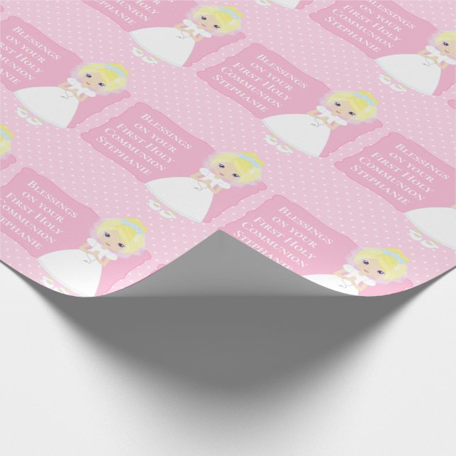 Personalisierte Blonde Girl Geschenkpapier (Ecke)
