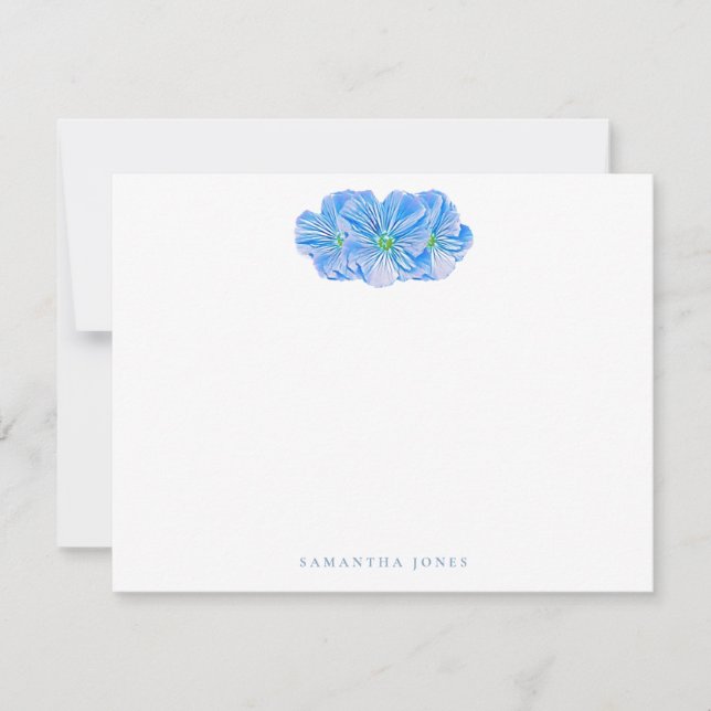 Personalisierte Blue Blume Note Card Mitteilungskarte (Vorderseite)