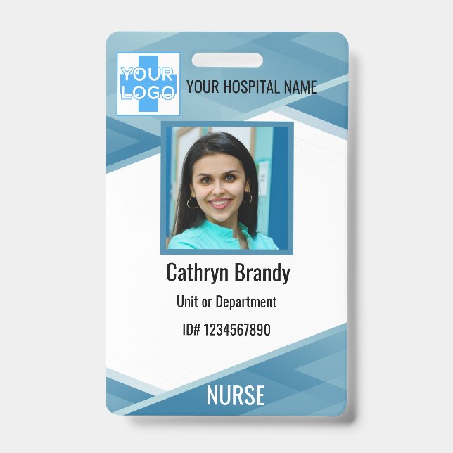Personalisierte blue Employee ID, Foto, Name Ausweis (Vorderseite)