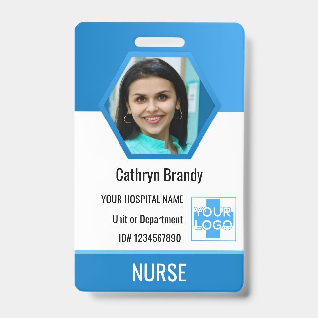 Personalisierte blue Employee ID, Foto, Name Ausweis (Vorderseite)