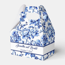 Personalisierte Blue Floral Toile Hochzeit Geschenkschachtel