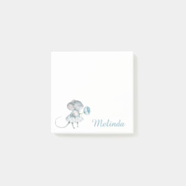 Personalisierte Blue Girl Mouse Blume Post-it Klebezettel
