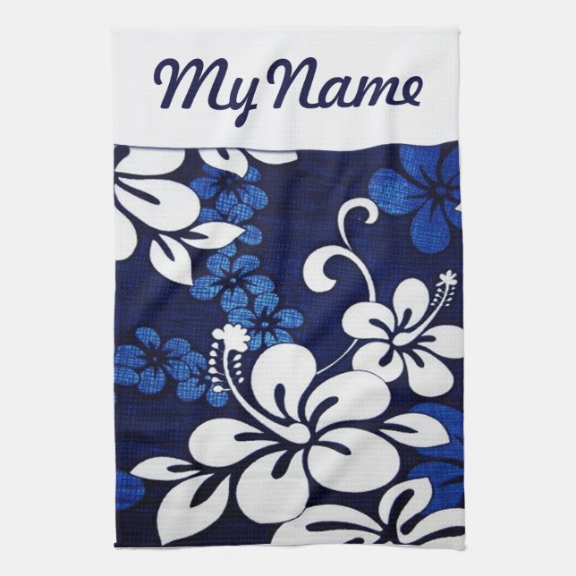 Personalisierte Blue Hawaii-Blume Handtuch (Vertikal)