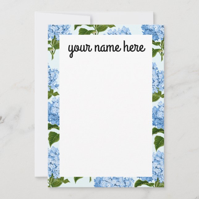 Personalisierte Blue Hydrangea-Notecards Dankeskarte (Vorderseite)